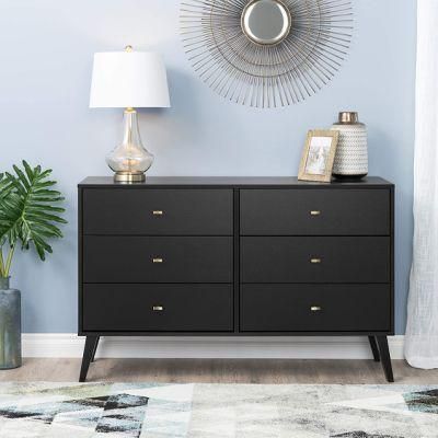 Nova Black Modern Engineered Wood Dresser with 6-Drawer