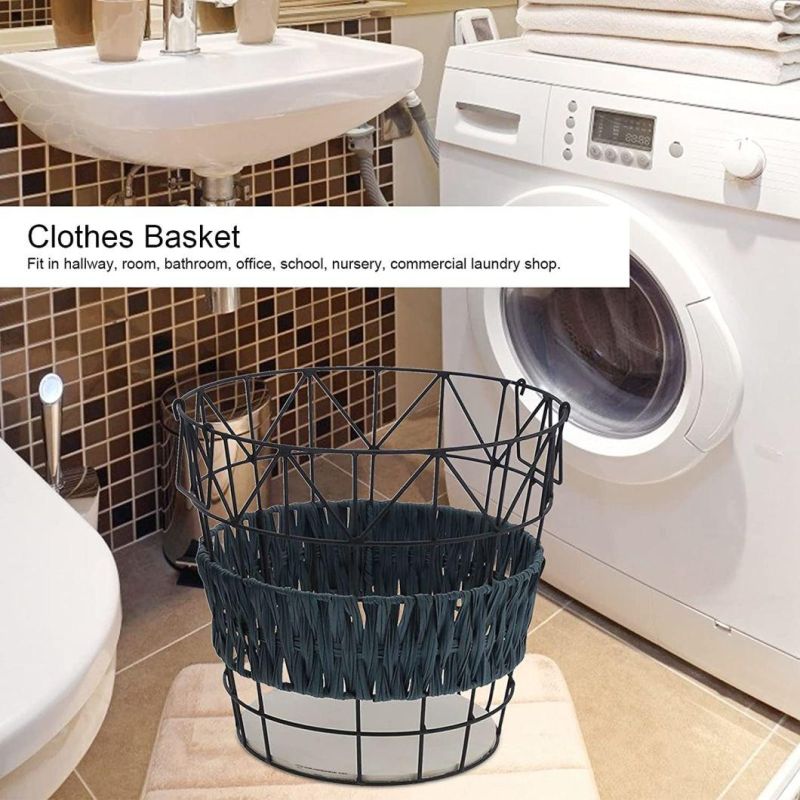 Factory Wholesale Simple Bathroom Furniture Storage Rattan Laundry Basket