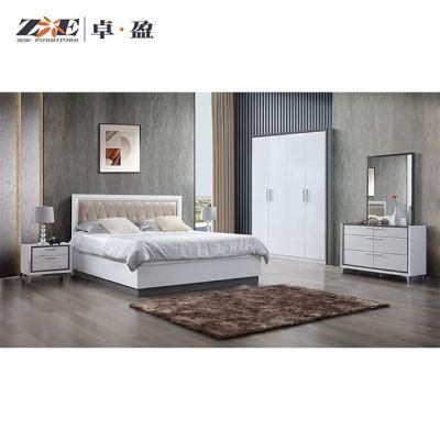 India Design King Size PU Headboard Bedroom Furniture Set with Storage