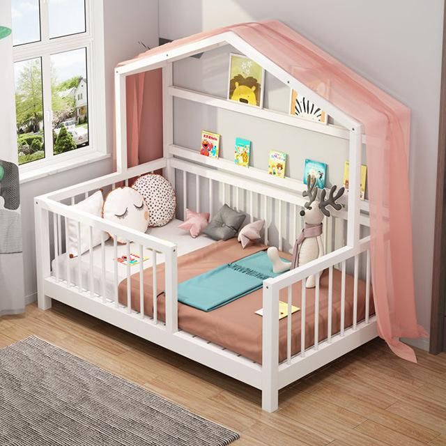 China Made Unique Kids Wooden House Bed Child Kid Single Size Bed