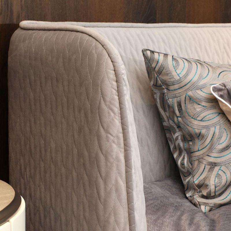 Zhida Villa Furniture Fabric Velvet Upholstered Bed Luxury Modern Hotel Bedroom King Size Solid Wood Frame High Headboard Bed