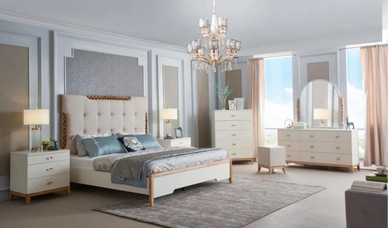 Bedroom Furniture Adult Latest Modern Style Wood Frame Double Bed Set Designs