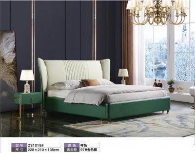 Soft Bedroom Furniture Upholstered Leisure King Size Leather Double Wall Bed