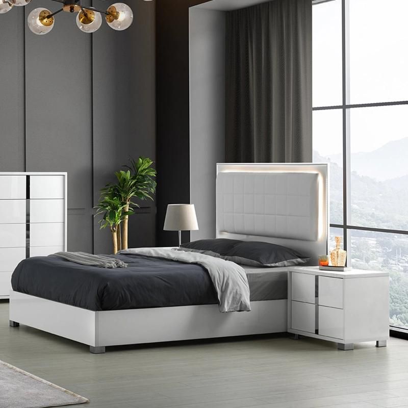 Nova White Gloss Bedroom Furniture King Bed for 1.8*2.0m Mattress