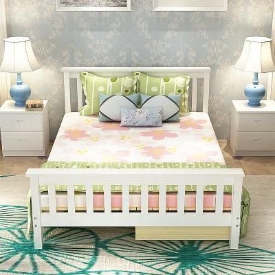 White Bed Frame Wood Platform Bed with Headboard Slatted Footboard