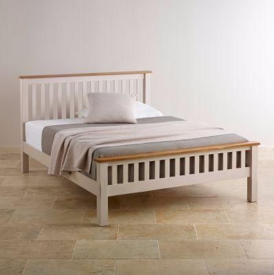 Rustic White Painted Oak Solid Wood Single Double King Queen Size Bed
