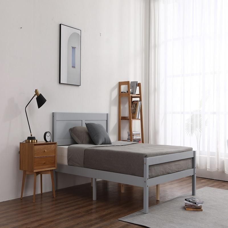 Nordic Simple Home Bedroom Furniture Double Solid Wooden Vertical Bed