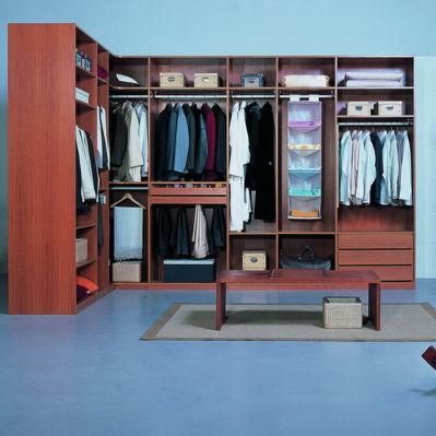 Walnut Melamine Hotel Modern Wooden Bedroom Clothes Wardrobe