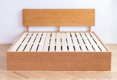 Nordic Solid Wood Simple Pressure Storage Drawer High Box Double Small Apartment Multifunctional Cherry Wood Japanese Bed 0017