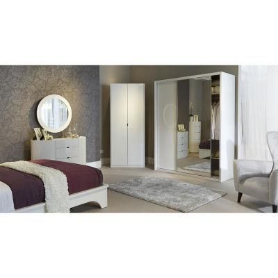 Nova Simple Style Hot Sell White Color Wooden High Gloss Home Furniture Bed Bedroom Set with Wardrobe