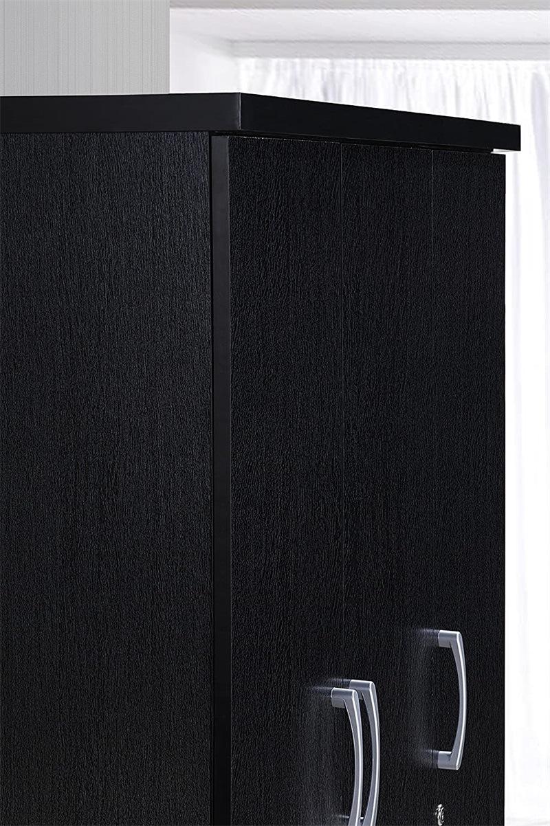 Black Wooden Wardrobe OEM Accept with Two Drawers