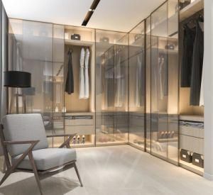 Australia Project Custom Design Open Walk in Modern Glass Door Wardrobe Closet Cabinet