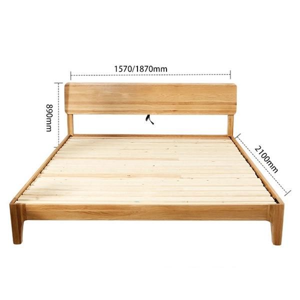 White Oak Multifunctional Double Bed Solid Wood Bedroom Bed