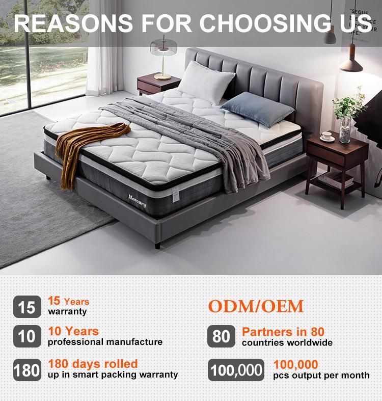 OEM Hotel King Size Memory Foam Bed in a Box Roll up Spring Mattress