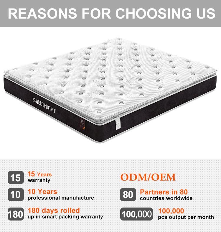 High Density Wadded Natural Latex Sponge King Hotel Compressed Memory Foam Bed Coil Bonnell Spring Mattress