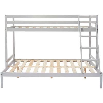 Double Decker Bed Large Size Bunk Bed Pine Wood Kids Children Bed with Stairs