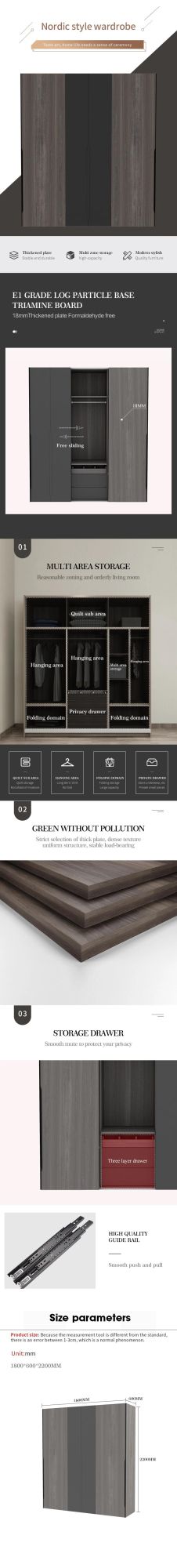Modern Kids Portable Bedroom Home Wooden Designer Cloth Closet Wardrobe