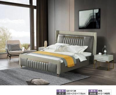 Wooden Bedroom Furniture Upholstered Storage King Size Leather Double Wall Bed