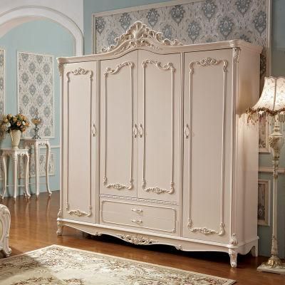 Wood Carved Wardrobe in Optional Furniture Color for Bedroom Furniture
