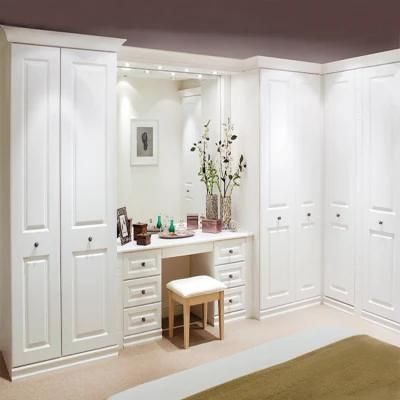 Custom Modern Bedroom Wood Storage Wardrobe Designs with Dressing Table Cabinet for Girls