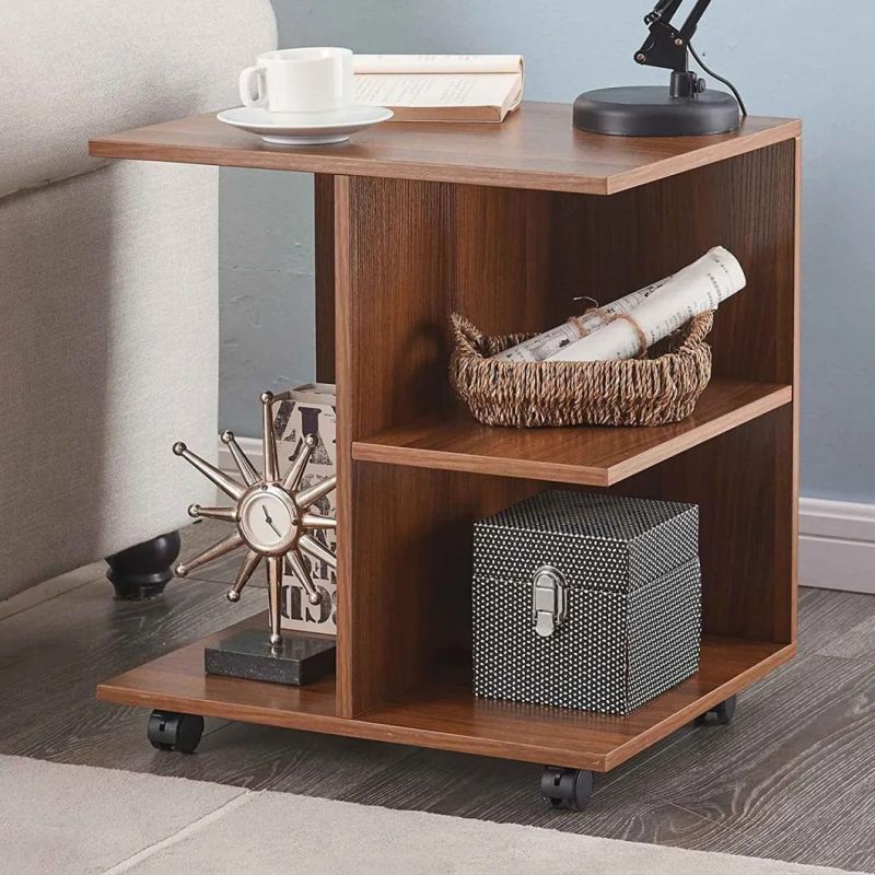 Most Popular Nightstand End Side Table Bedside Table with Rolling Wheels