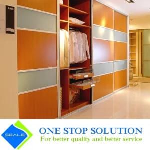 Modular Furniture Glass with Veneer Sliding Door Wardrobes (ZY 2058)