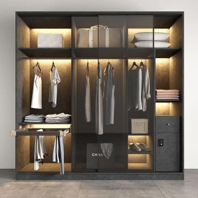 Nordic Design Black Glass Door Bedroom Wardrobe
