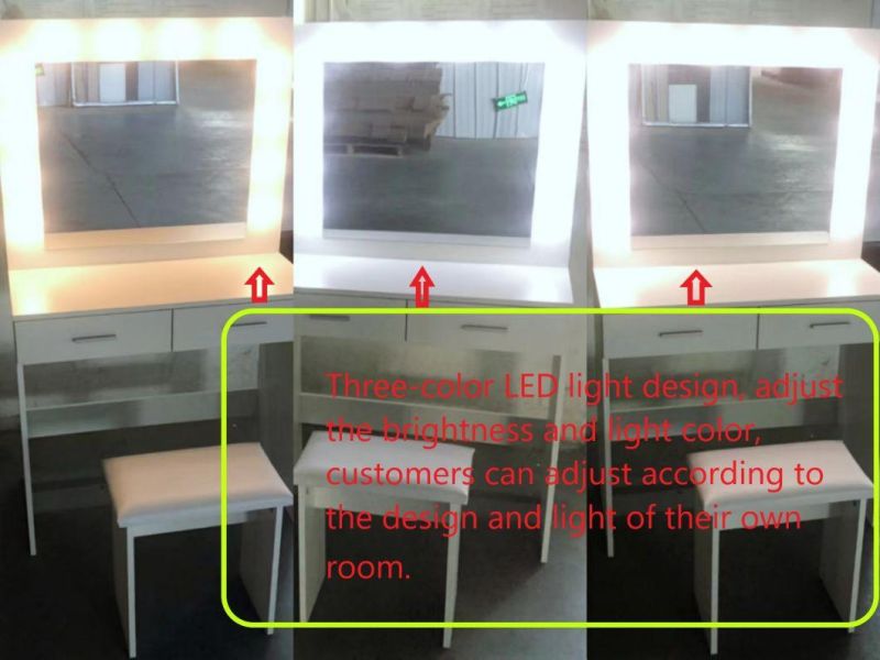 Home Furniture Dressing Table with Stools and LED Lights