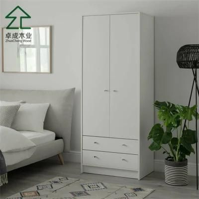 White Color 2 Doors 2 Drawers Wardrobe with Hinge and Handle