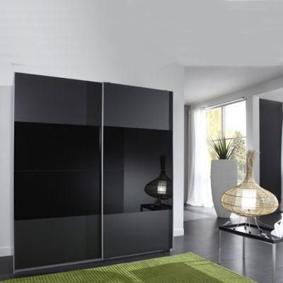 Sliding Wardrobe with Black Glass Panel Modern Home Bedroom Wardrobes