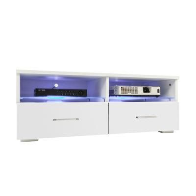 LED RGB Light White High Glossy Melamine MDF TV Stands