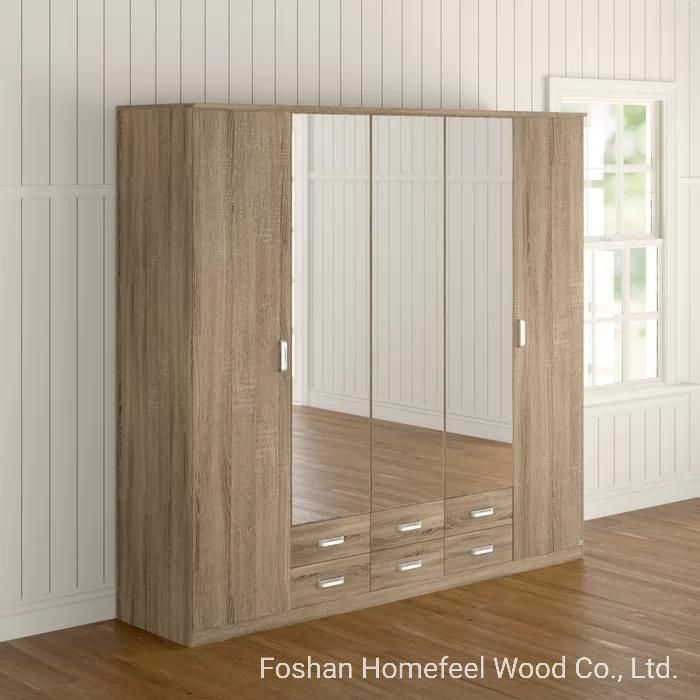 Factory Direct All Wood Mirror Door Closet Wardrobe with Drawer Storage (HF-WF0313)