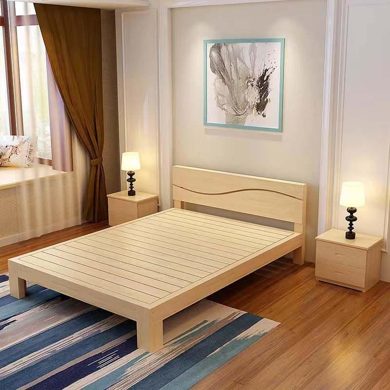 Solid Wooden Bed Contemporary and Contracted Double Advocate Lie 1.8 1.5 M Budget 1.2 M Betamethasone on a Wooden Bed