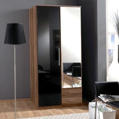 MDF Wooden 2 Door Mirrored Combi Bedroom Wardrobe (HF-WB0226021)