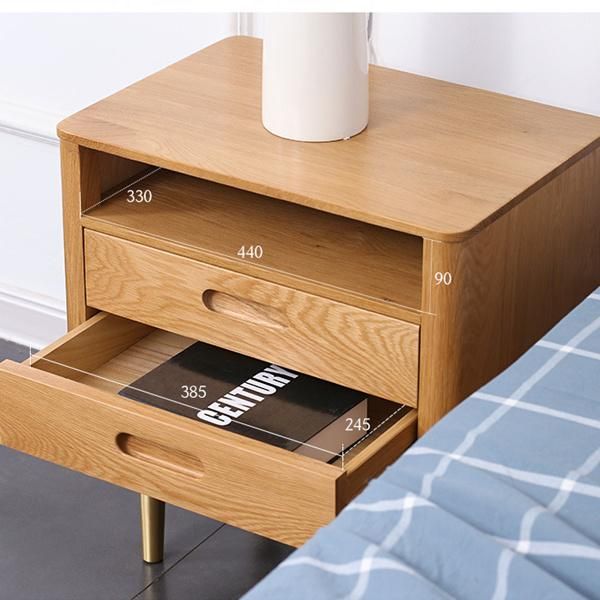 Three-Layers Modern Bedroom Furniture Side Cabinet Drawers Double Drawer Bedside Table