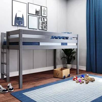 Wood Frame Solid Wood Kids Furniture Sleeping Bed Customized Color Loft Bed with Ladders