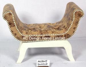 Vintage Fabric/Wooden Indoor Bed Room U Shape Bench