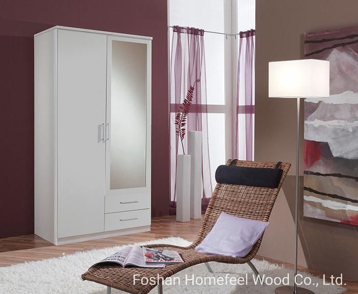 MDF Wooden 2 Door Mirrored Combi Bedroom Wardrobe (HF-WB0226021)