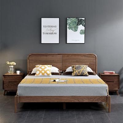 North American Black Walnut All Solid Wood Double 1.8 Nordic Master Bedroom Log Wedding Bed 0006