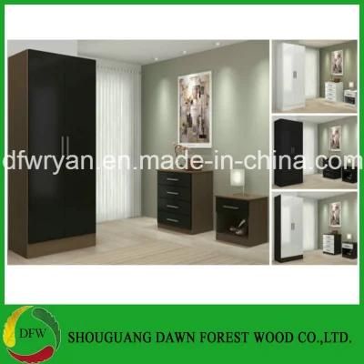 High Gloss Bedroom Furniture Sets 3 Piece Trio Wardrobe Drawers Chest &amp; Bedroom Set