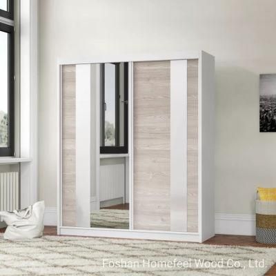 Wholesale Modern MDF Wooden Home Bedroom Sliding Mirror Door Wardrobe (HF-WB41)