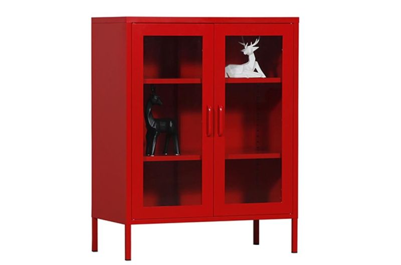 Save Space Double Swing Glass Door Cabinet for Home