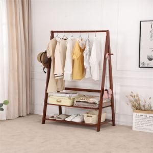 American Country Multi-Functional Solid Wood Floor Double Coat Rack Shoe Rack Home Room Bedroom Porch Clothes Rack