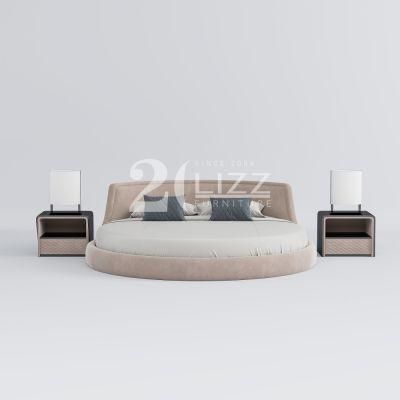 New Arrival European Stylish Home Furniture Round Shape Fabric Bedroom Bed Set