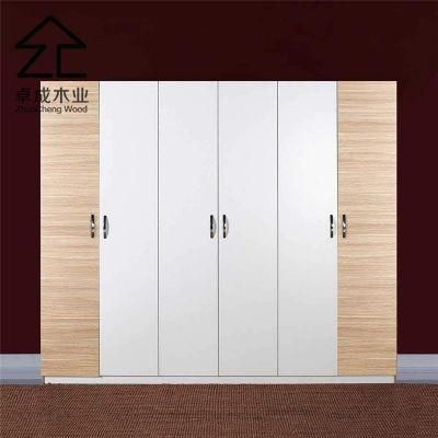 Melamine Particleboard Made From Six Oak Doors and White Door Panels Wardrobe