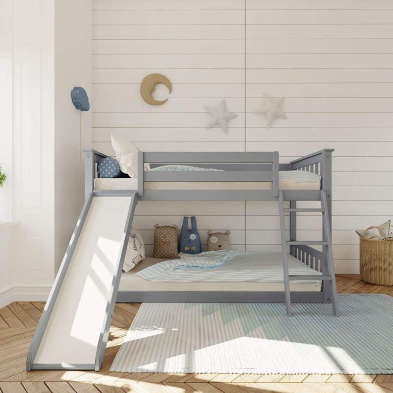 Bunk Bed with Slide Pine Wooden Finished Bed with Ladder/Furniture Bedset/Children Wooden Bed/Bedroom Set/Bed Frame