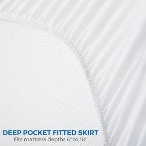 Waterproof Quilted Mattress Pad with Hypallergenic Fill &amp; Deep Pocket Fitted Skirt Mattress Protector