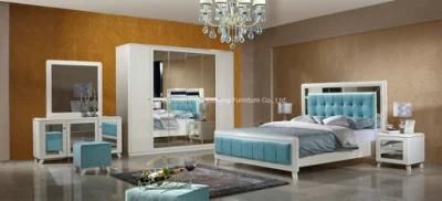 High Quality Furniture China Modern Luxury Fabric Beds with Mirror Decoration Bedroom Furniture