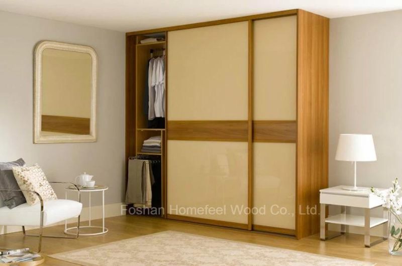 Cream Color High Gloss Modern Sliding Wardrobe (HF-EY046)