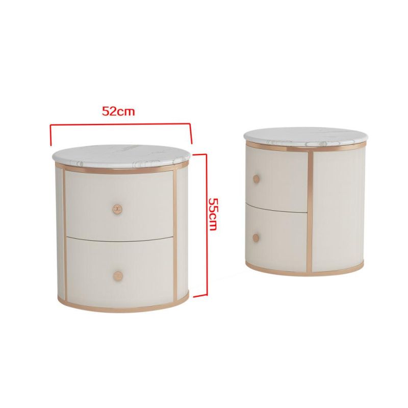China Factory Wholesale Modern Design Home Furniture Bedroom Set Nightstand with Cylinder Shape